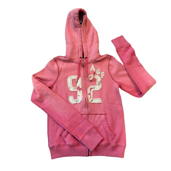 Abercrombie & Fitch Sweaters - Abercrombie & Fitch Distressed Pink Zip Up Hoodie
